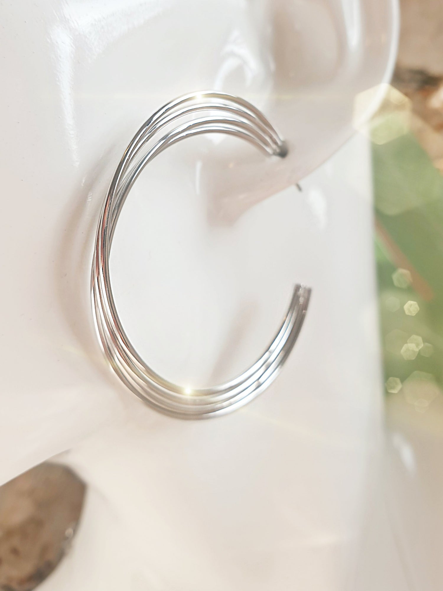 Große Creole aus Edelstahl mehrfach in Silber