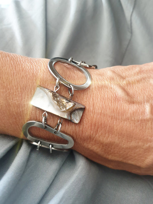 Edelstahlarmband mit Perlmutt