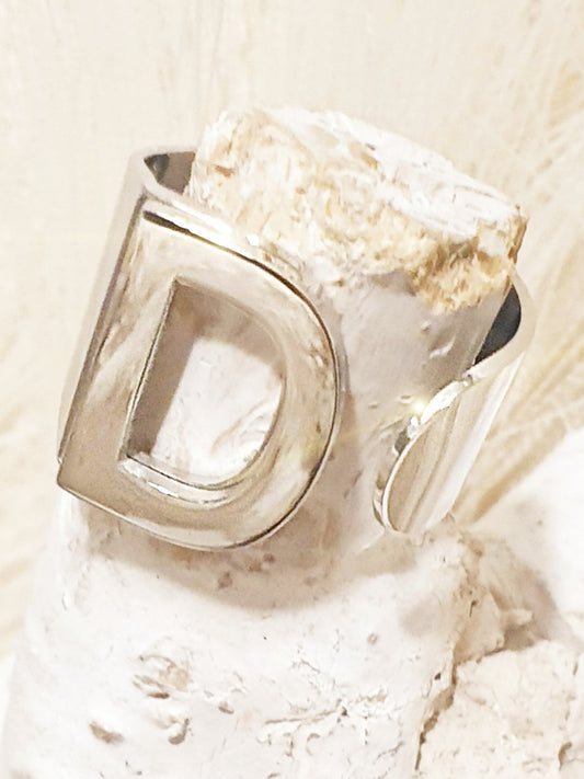 Edelstahl-Ring Buchstabe D
