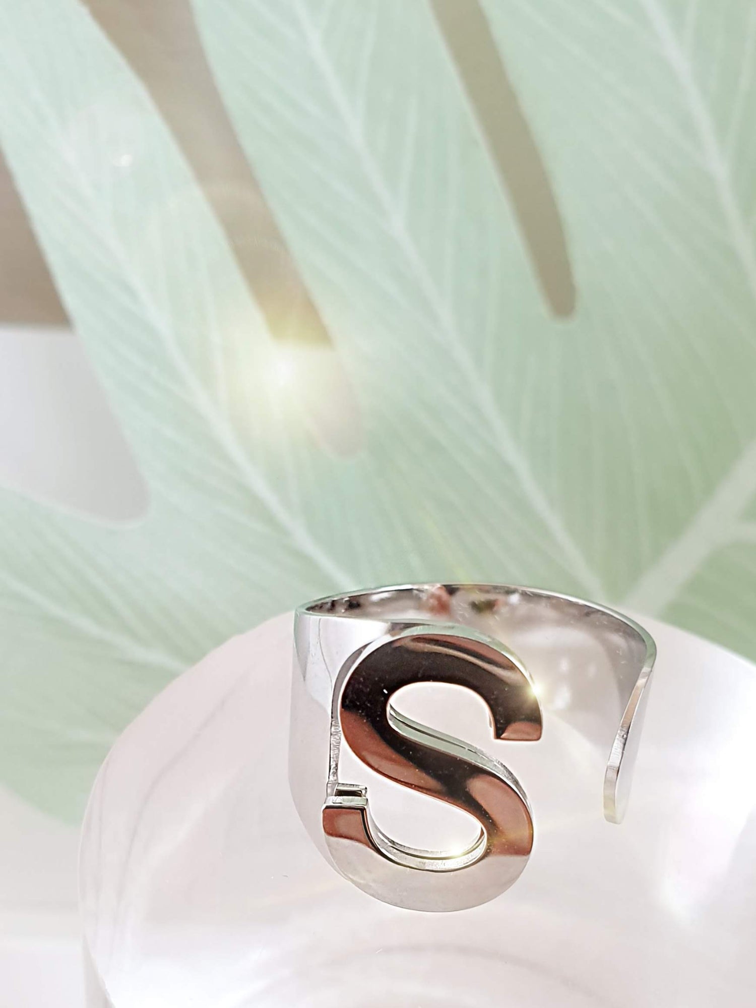 Edelstahl-Ring Buchstabe S