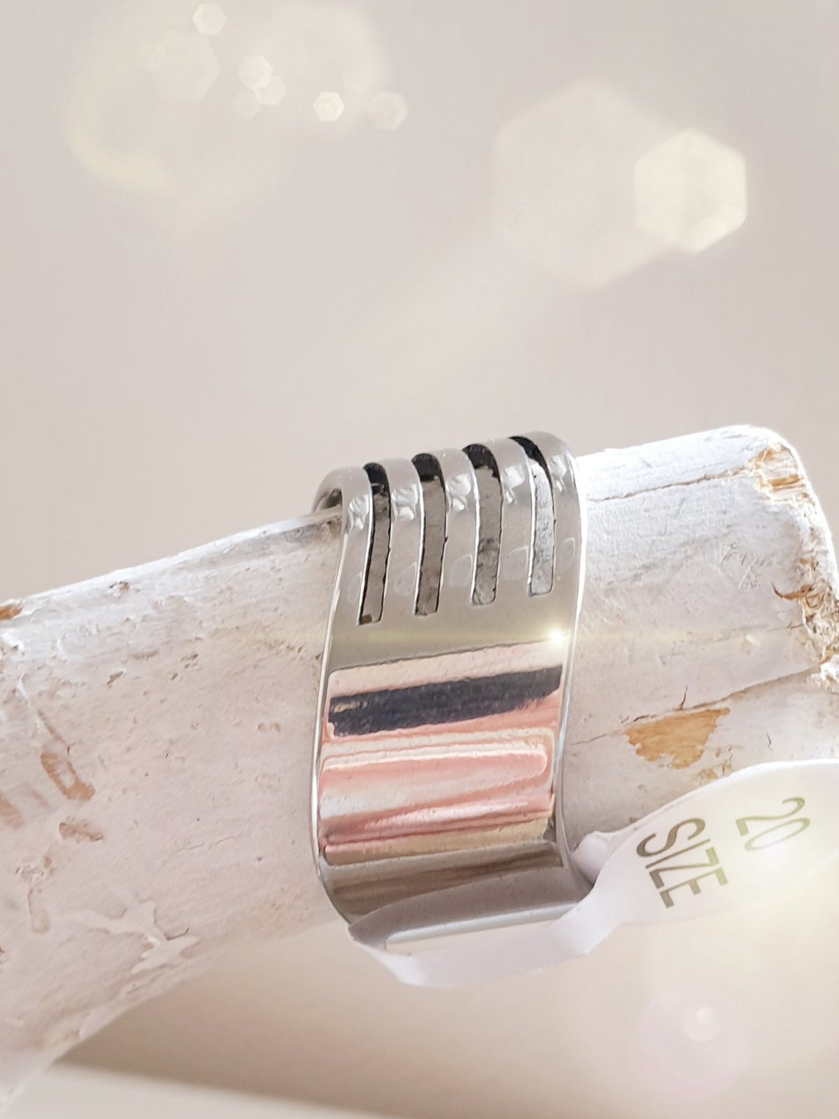 Edelstahl-Ring mit mehrfach Optik Silber
