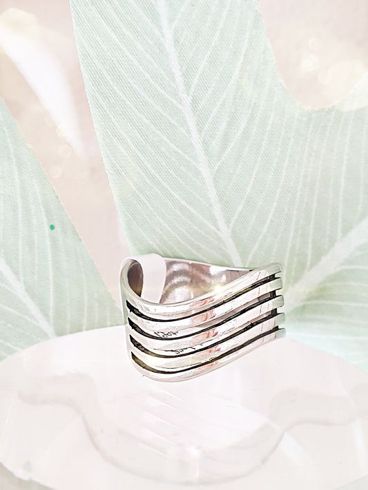 Edelstahl-Ring mit mehrfach Optik Silber