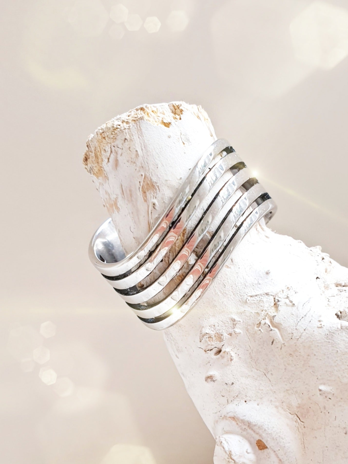 Edelstahl-Ring mit mehrfach Optik Silber