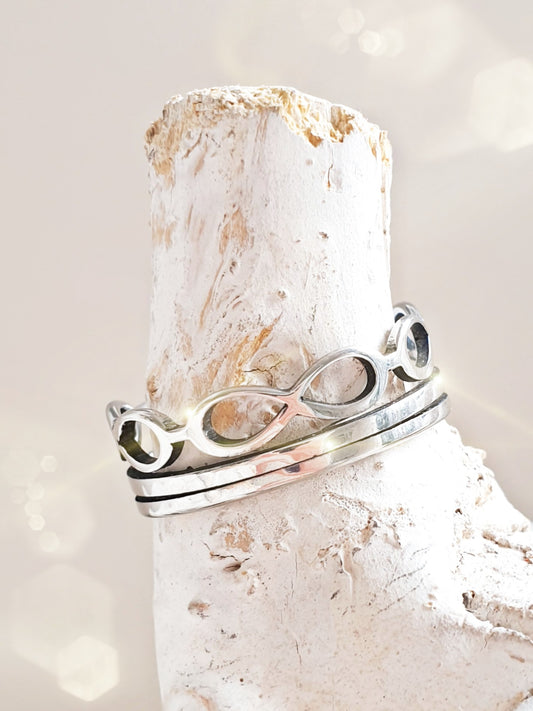 Edelstahl-Ring mit Unendlich Zeichen Silber