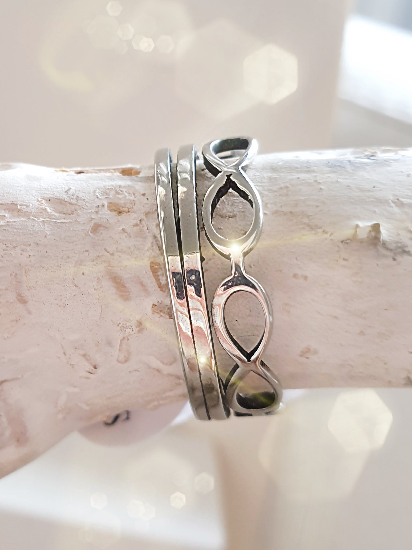 Edelstahl-Ring mit Unendlich Zeichen Silber