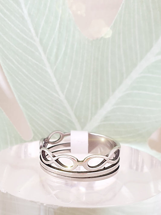 Edelstahl-Ring mit Unendlich Zeichen Silber