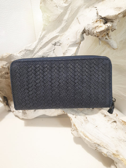 Geldbeutel aus Leder mit Flechtlederoptik