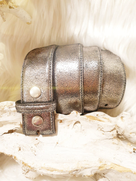 Ledergürtel in Dunkelsilber 4 cm 