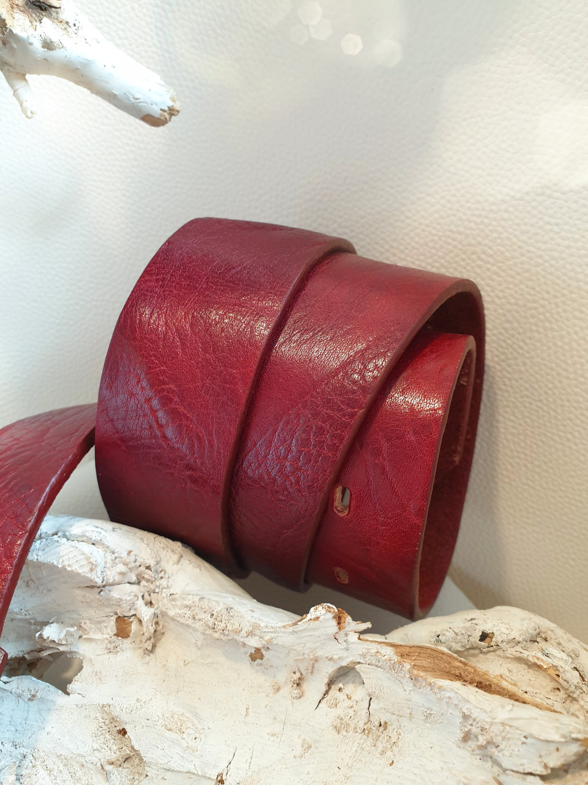 GÜRTEL Ledergürtel 4cm / ROT genarbt / OHNE Schnalle