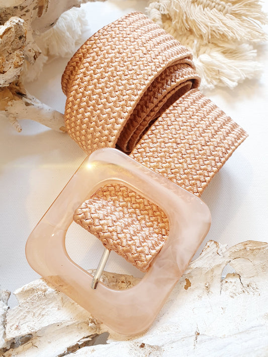 Breiter Stretchgürtel in Nude