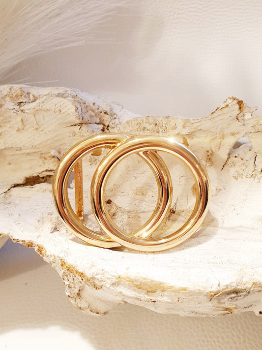 Gürtelschnalle Gold glänzend 2 Ringe