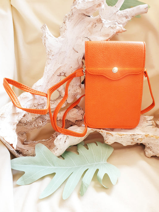 Crossbody handytasche aus Kunstleder in Orange