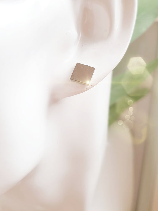 Edelstahl Ohrstecker Quadrat Viereck Silber