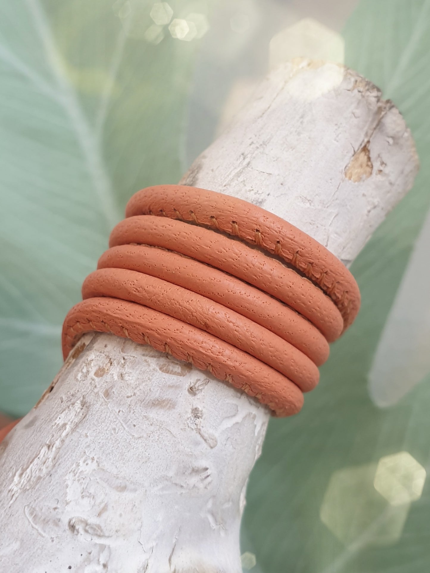 Leder für Kette  oder Armband Papaya Orange