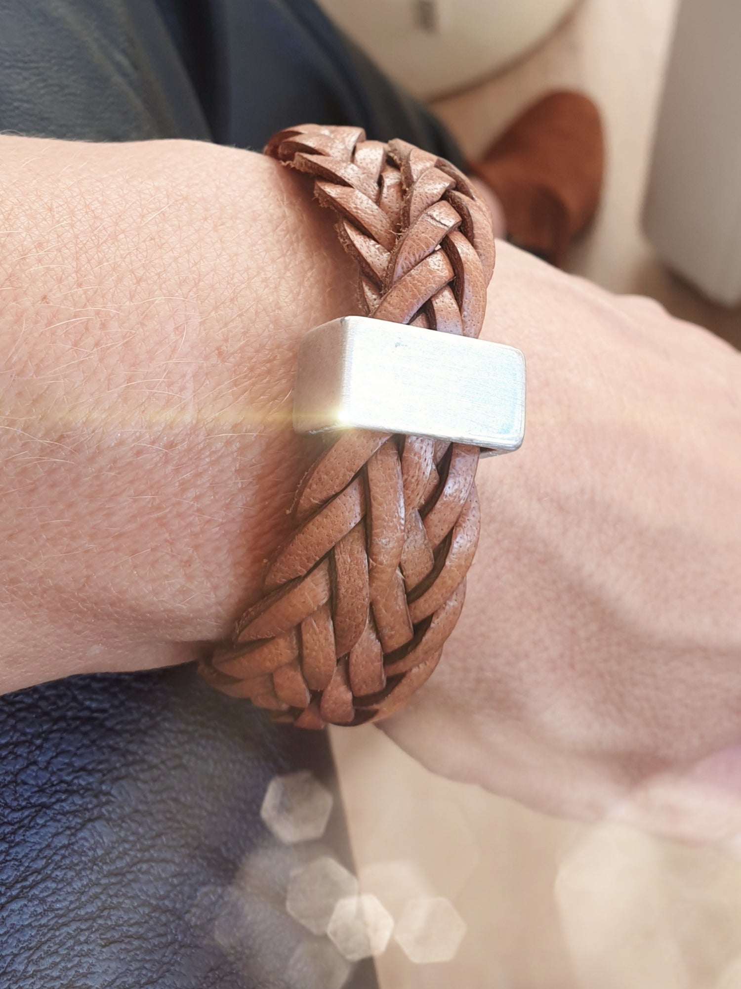 Geflochtenes Lederarmband Camel