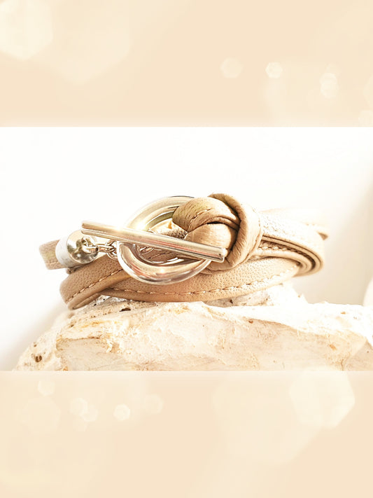 Lederarmband zum Wickeln in TAUPE