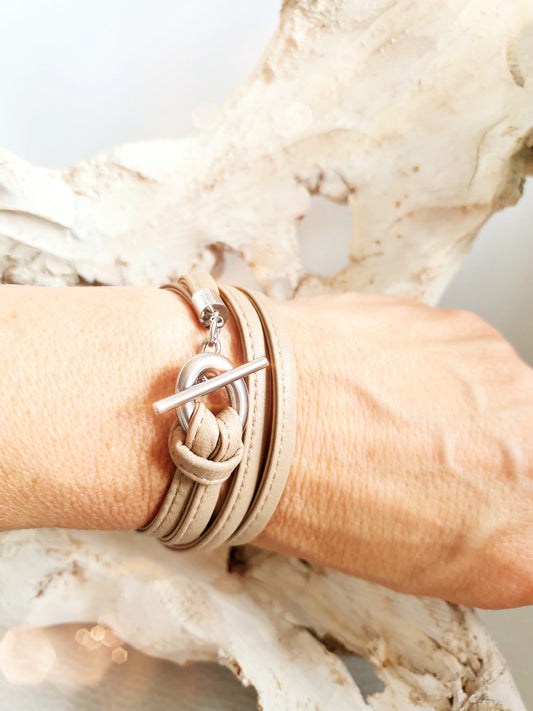 Lederarmband zum Wickeln in TAUPE