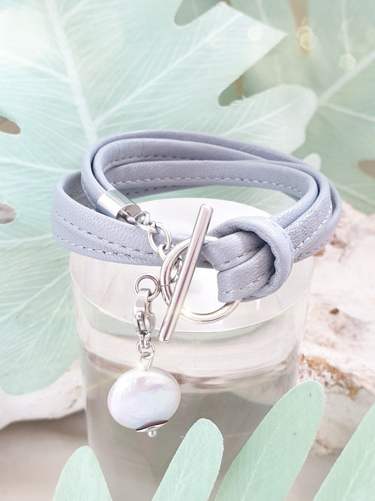 Lederarmband zum Wickeln in Grau