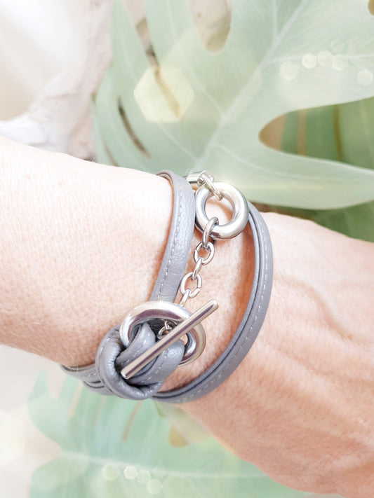 Lederarmband zum Wickeln in Taupe