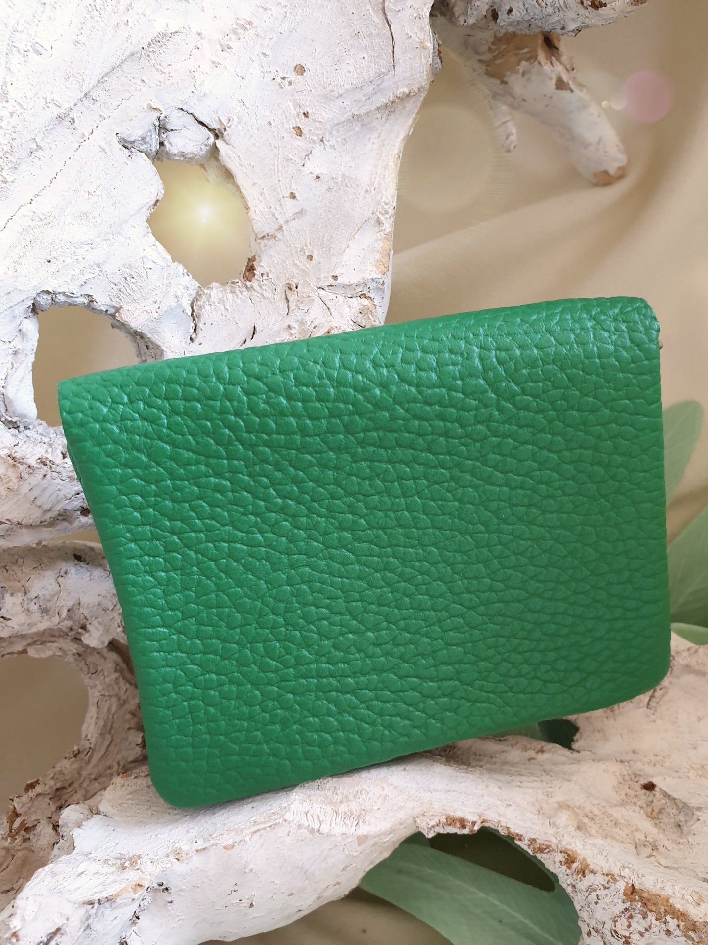 Mini Geldbeutel aus Leder in Grün