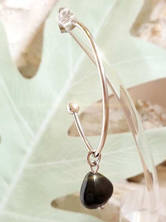 Creolen mit Steckverschluss und Onyx Anhängern