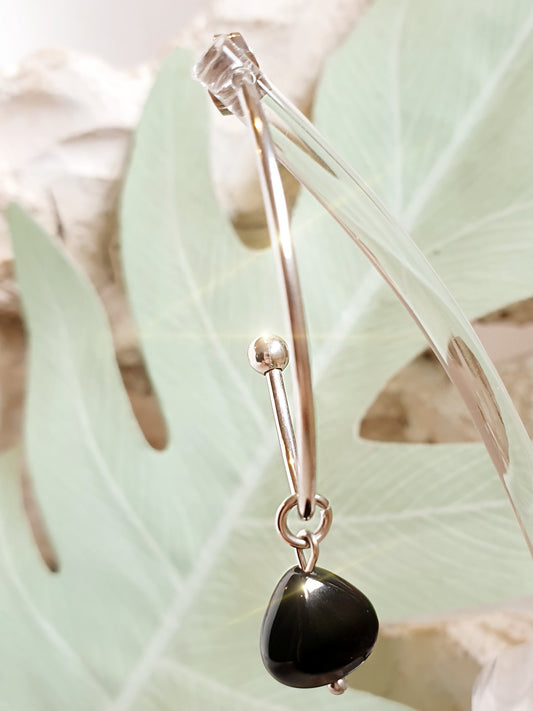 Creolen mit Steckverschluss und Onyx Anhängern