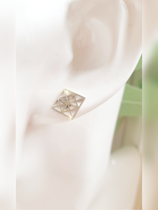 Ohrstecker viereckig mit Muster