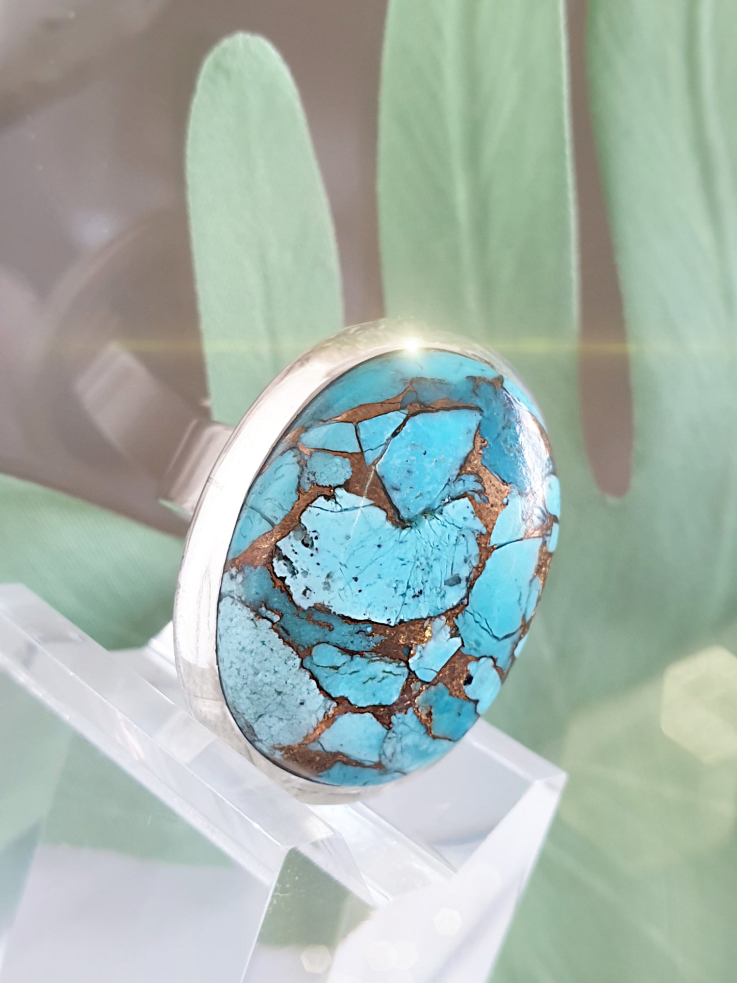 Ring aus Sterlingsilber mit großem Türkis Stein