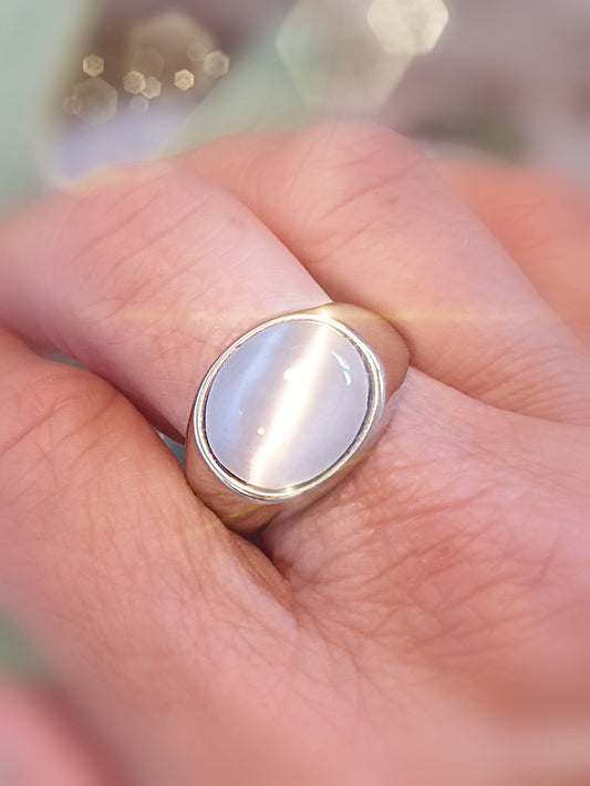 Extra große Ringgröße- 21- Silber Edelstahl mit weißem Glasstein