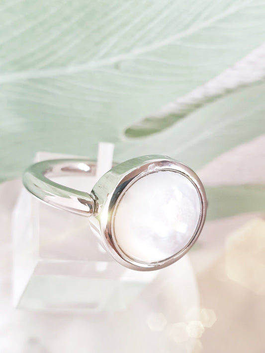 Edelstahlring mit Perlmutt