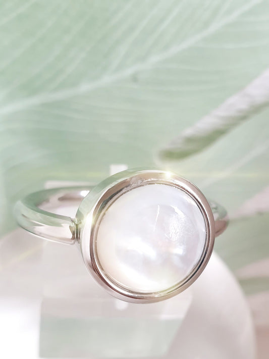 Edelstahlring mit Perlmutt