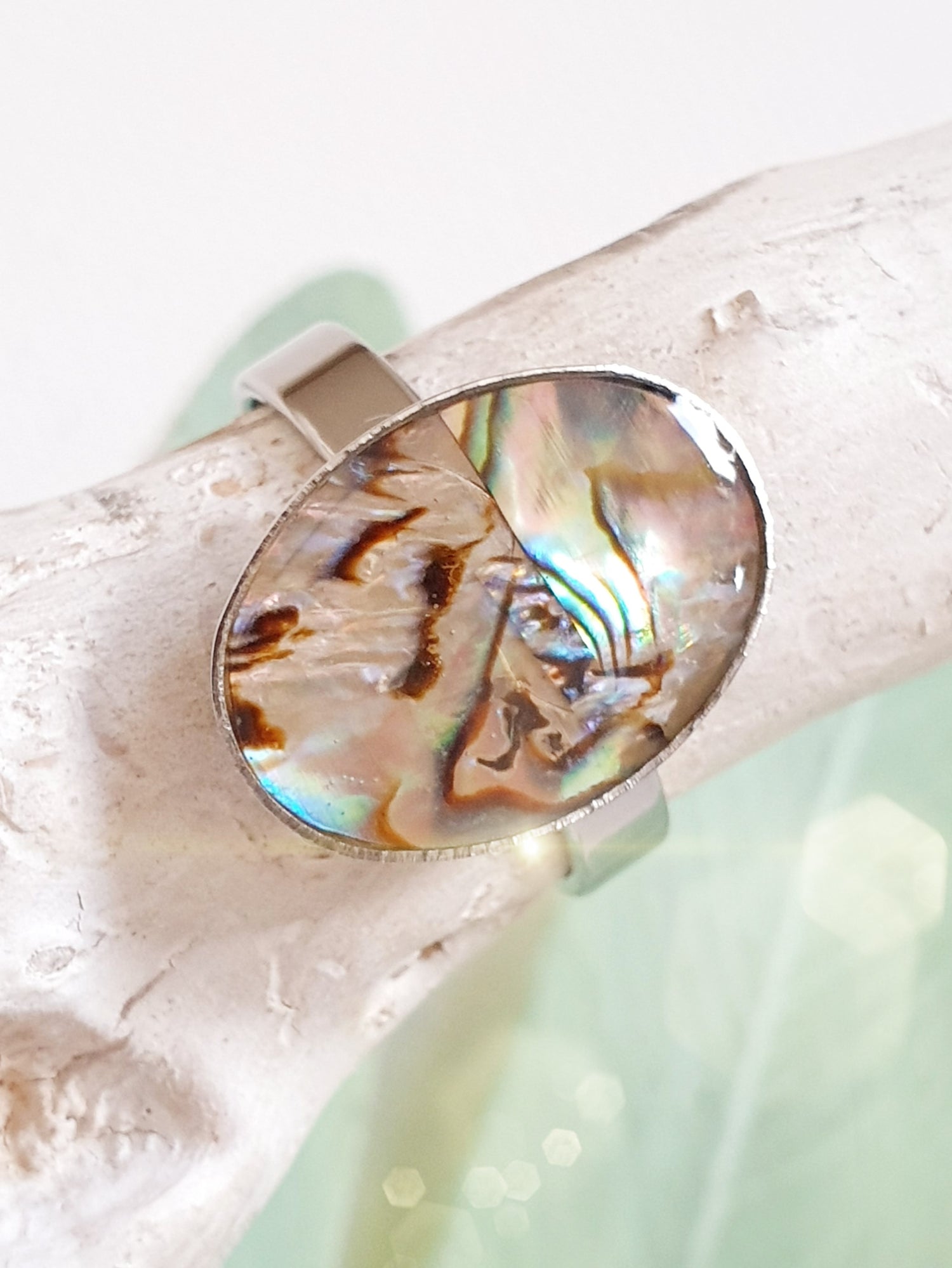Edelstahlring mit Paua Muschel