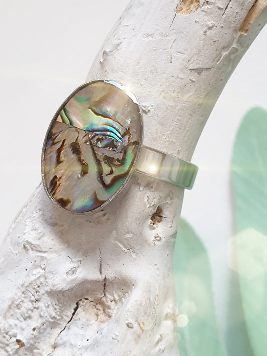 Edelstahlring mit Paua Muschel