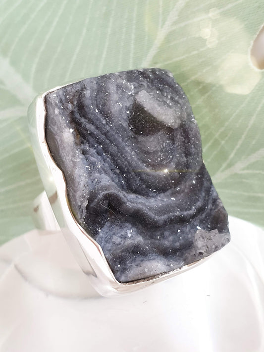 Großer Sterlingsilber Ring mit Achat Rose