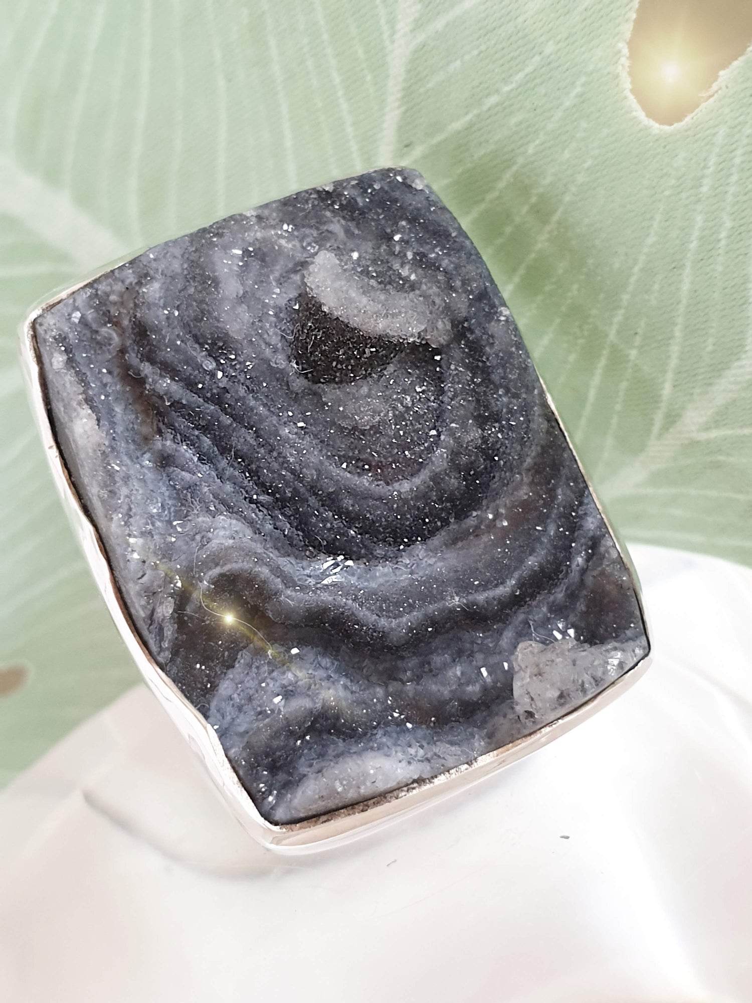 Großer Sterlingsilber Ring mit Achat Rose