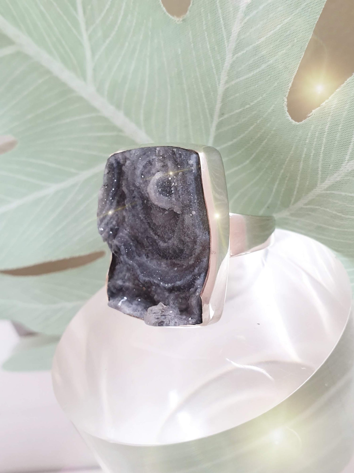 Großer Sterlingsilber Ring mit Achat Rose
