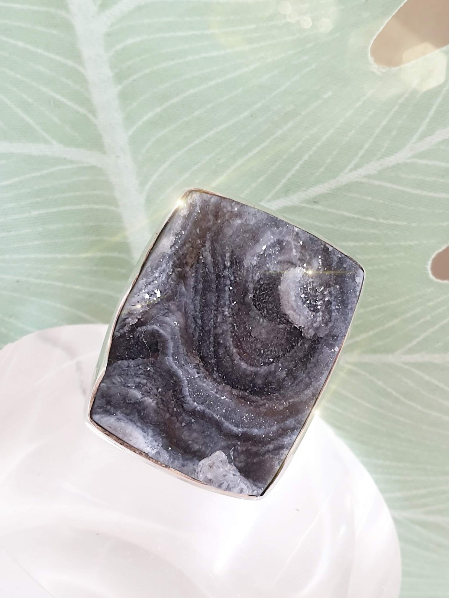 Großer Sterlingsilber Ring mit Achat Rose