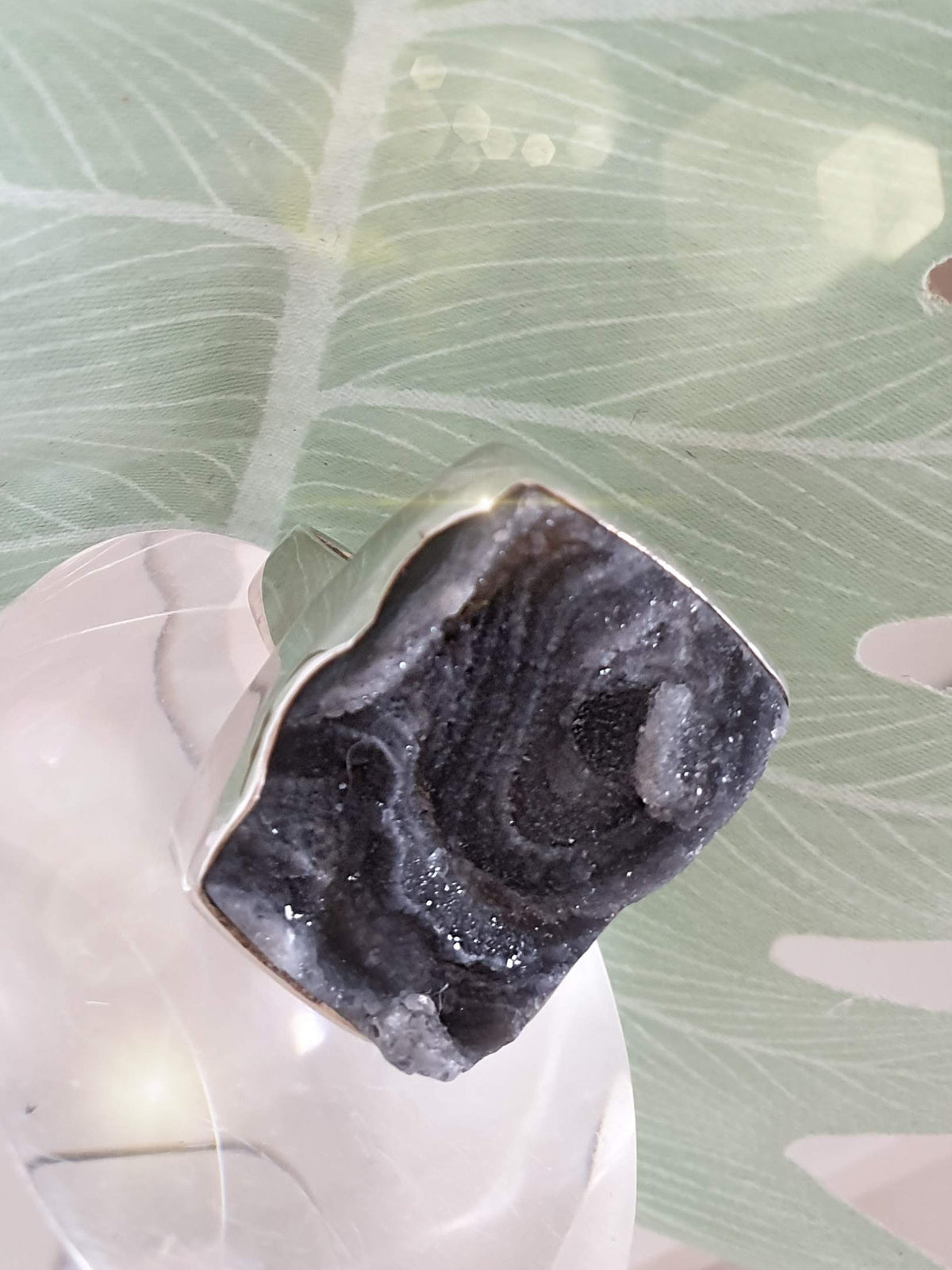 Großer Sterlingsilber Ring mit Achat Rose