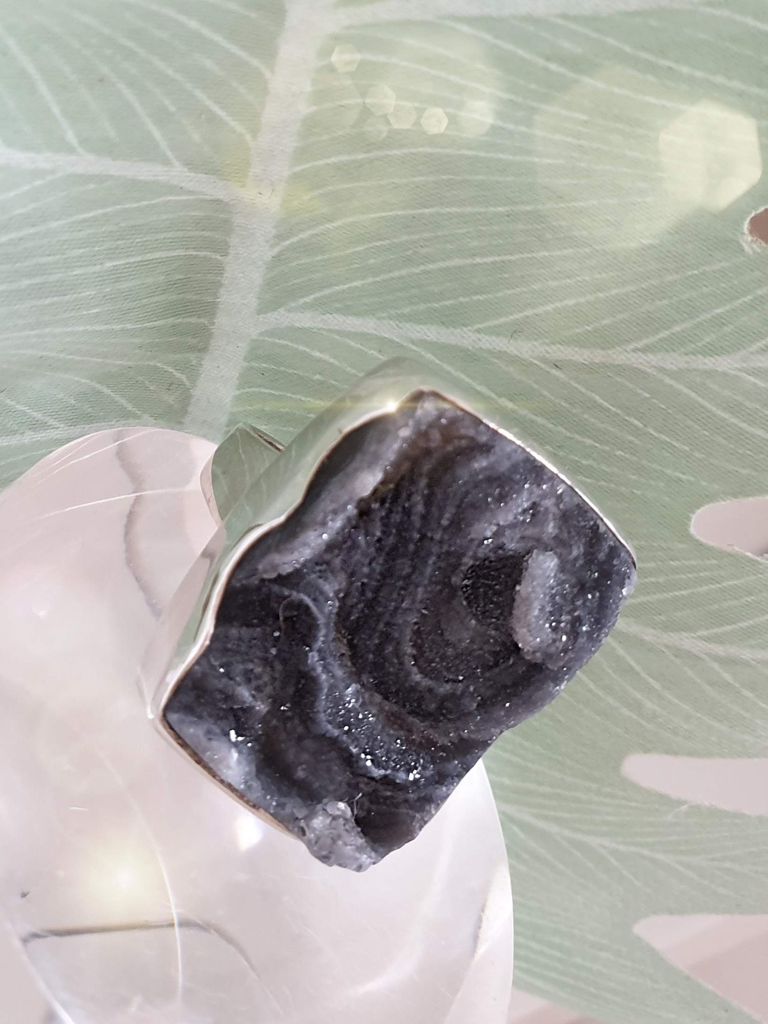 Großer Sterlingsilber Ring mit Achat Rose