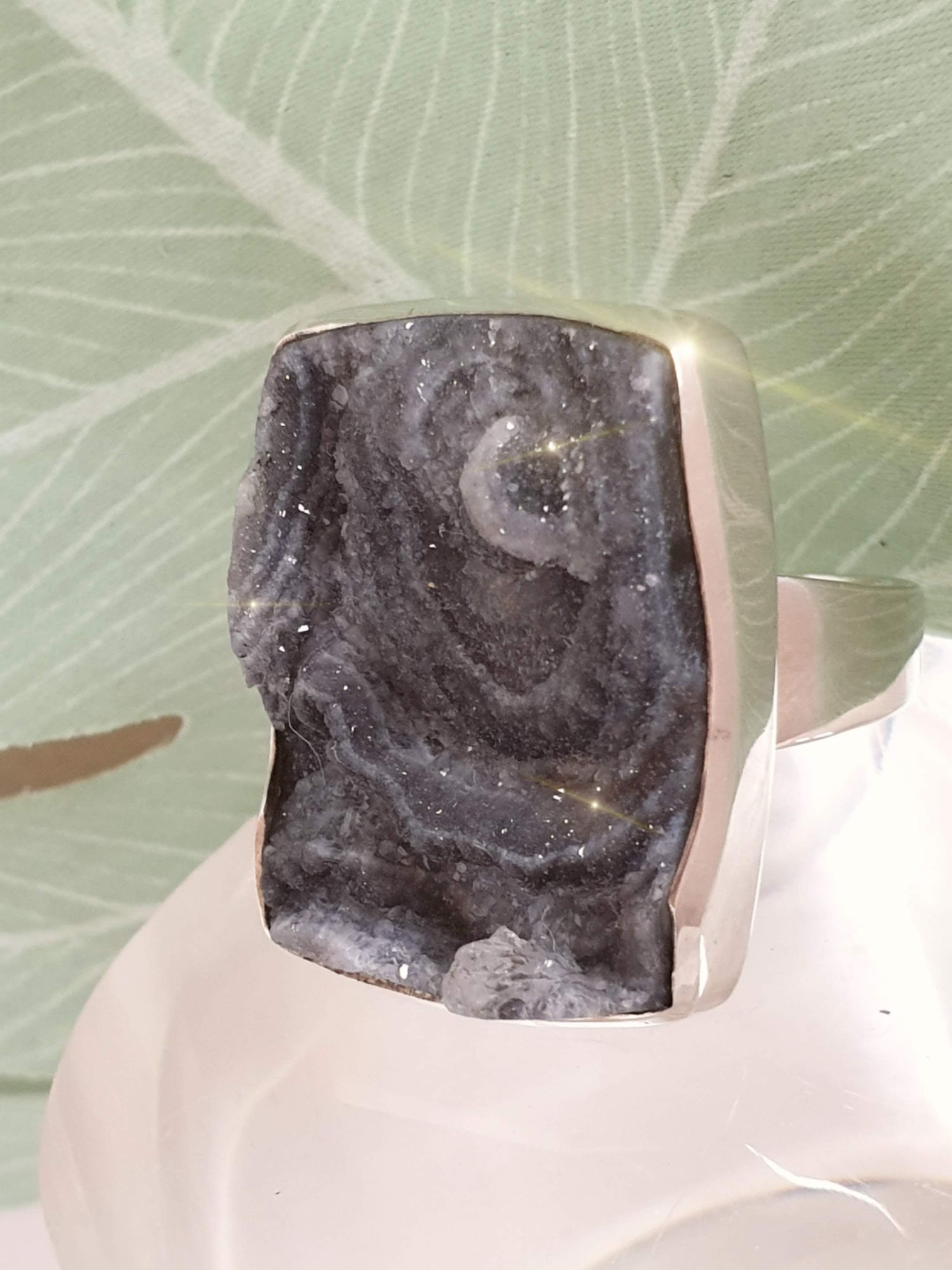 Großer Sterlingsilber Ring mit Achat Rose