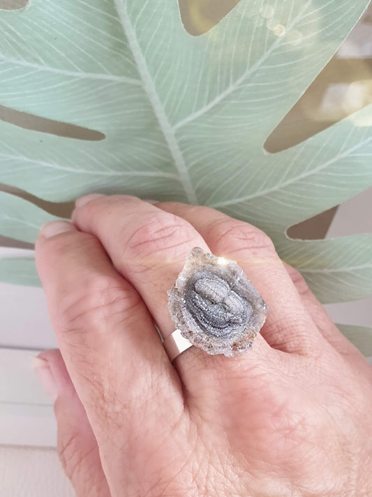 Sterlingsilberring mit Achatrose