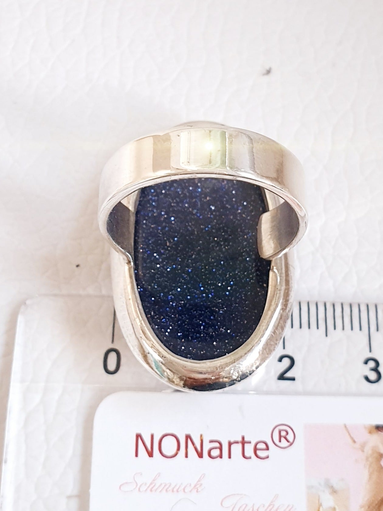 Sterlingsilberring mit großem Blaufluss-verstellbar