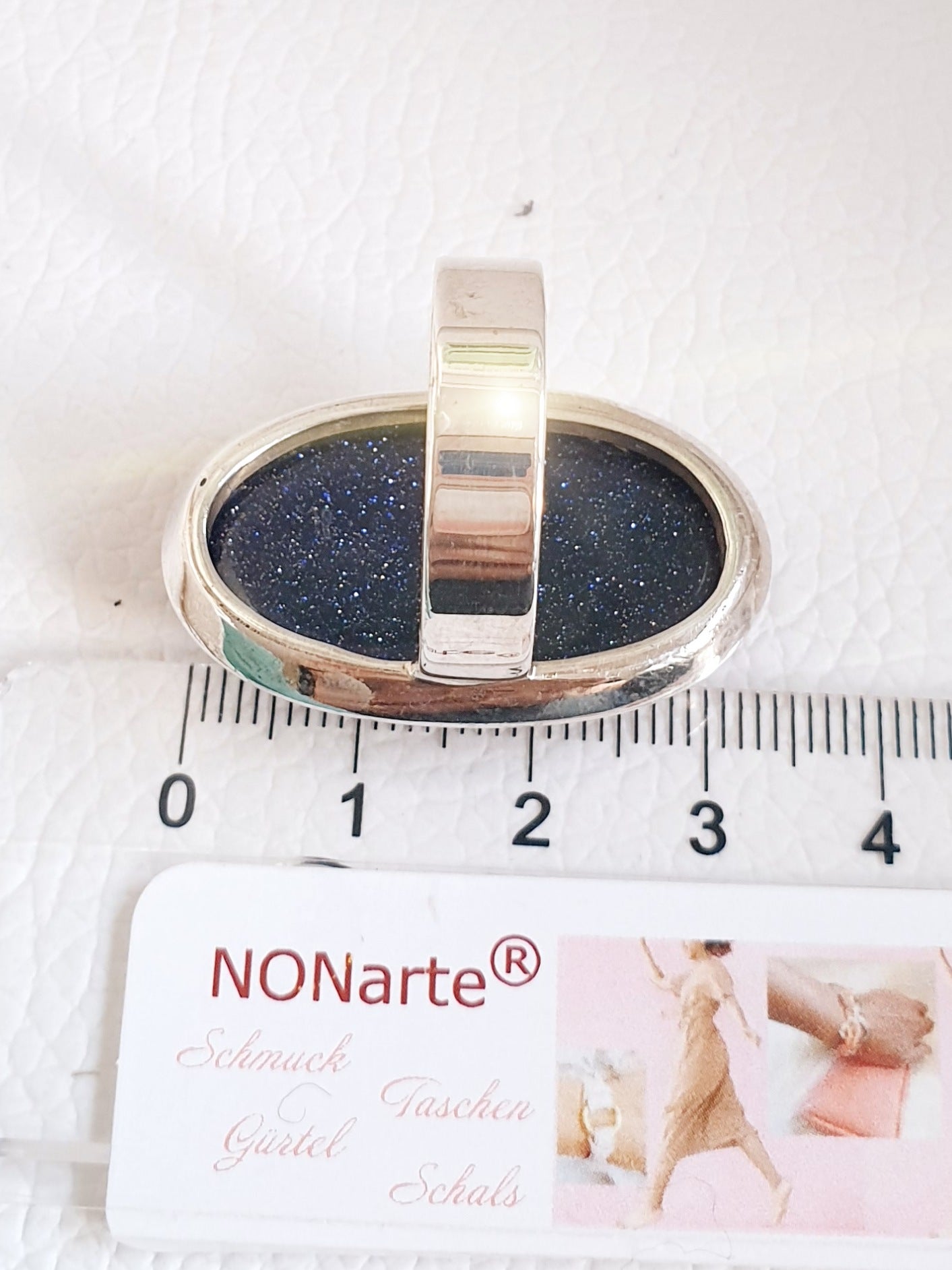 Sterlingsilberring mit großem Blaufluss-verstellbar
