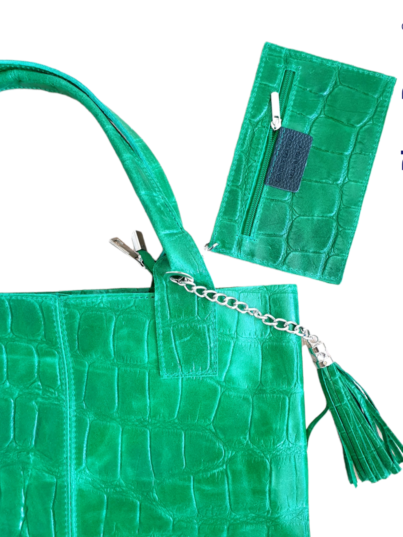 Tasche Shopper mit Krokoprägung in Grün