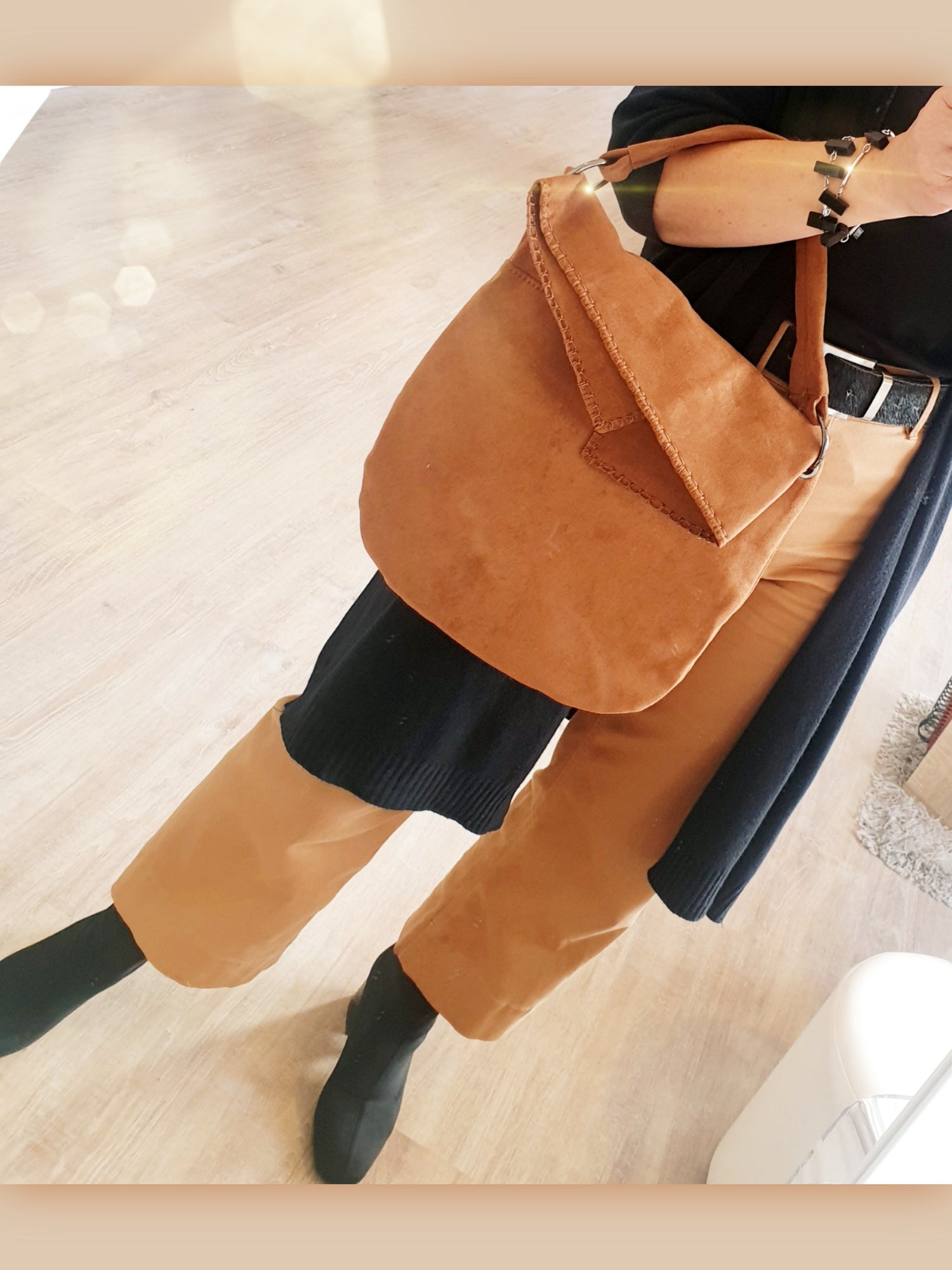 Tasche Wildleder Optik in Camel