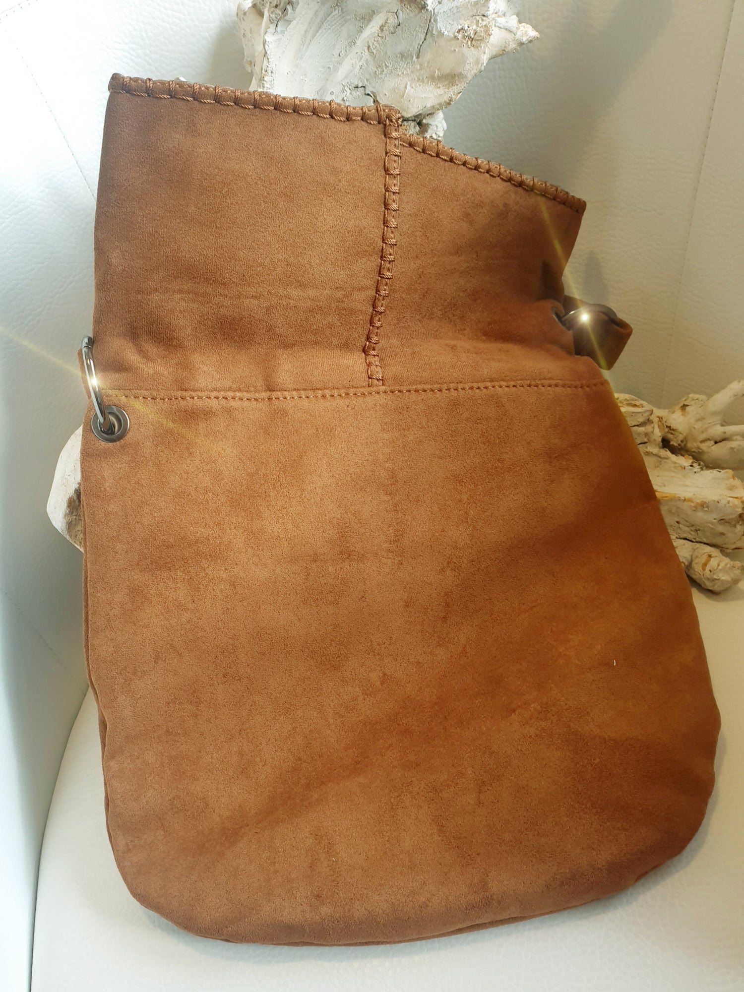 Tasche Wildleder Optik in Camel