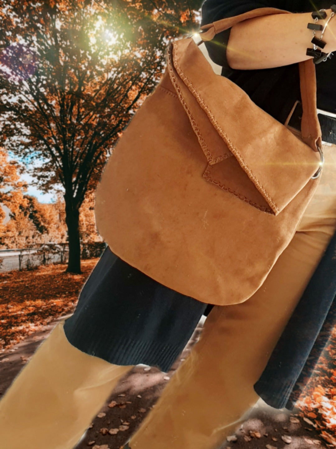Tasche Wildleder Optik in Camel