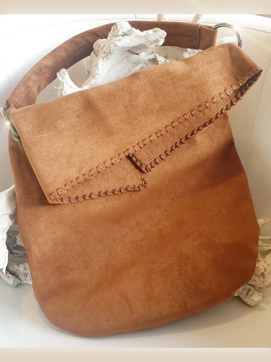 Tasche Wildleder Optik in Camel