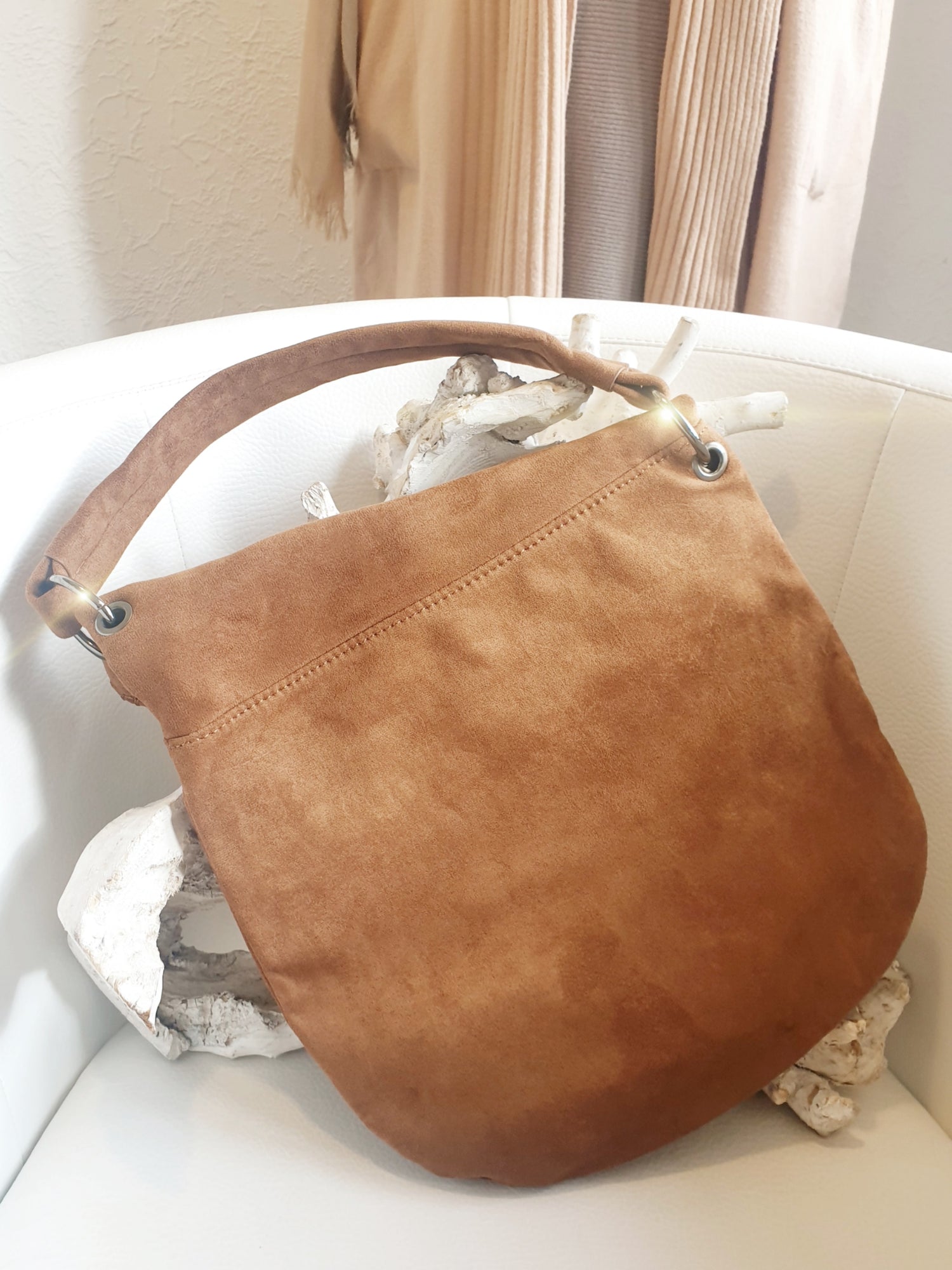 Tasche Wildleder Optik in Camel