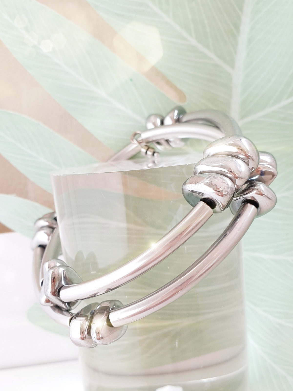 Wickelarmreif Spannarmband Edelstahl Silber